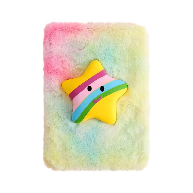 A5 söt 3D Cartoon Fuzzy Stress Relief Notebook