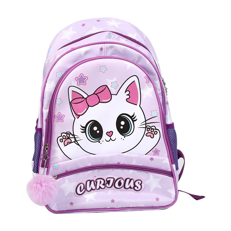 Nyfiken liten katt skolväska