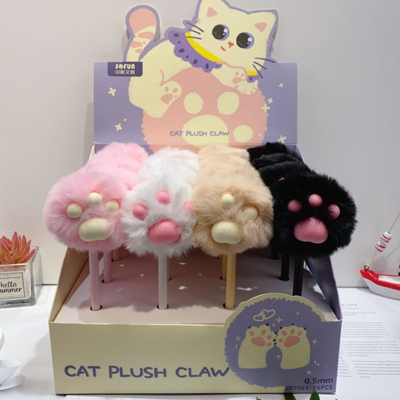 Söt Cat Paw Plush Ball Pen Söt Cat Paw Plush Ball Pen