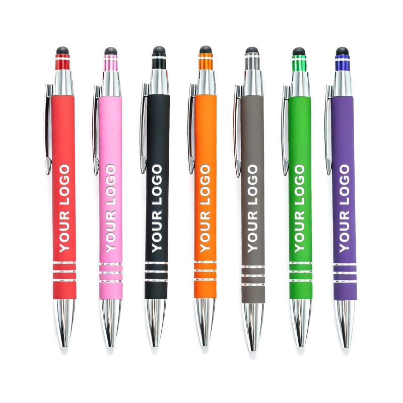 Metall tryckknappsfärgad Soft Touch Pen